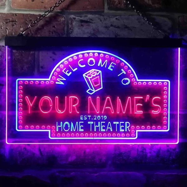 Personalized Home Theatre Dual LED Neon Light Sign